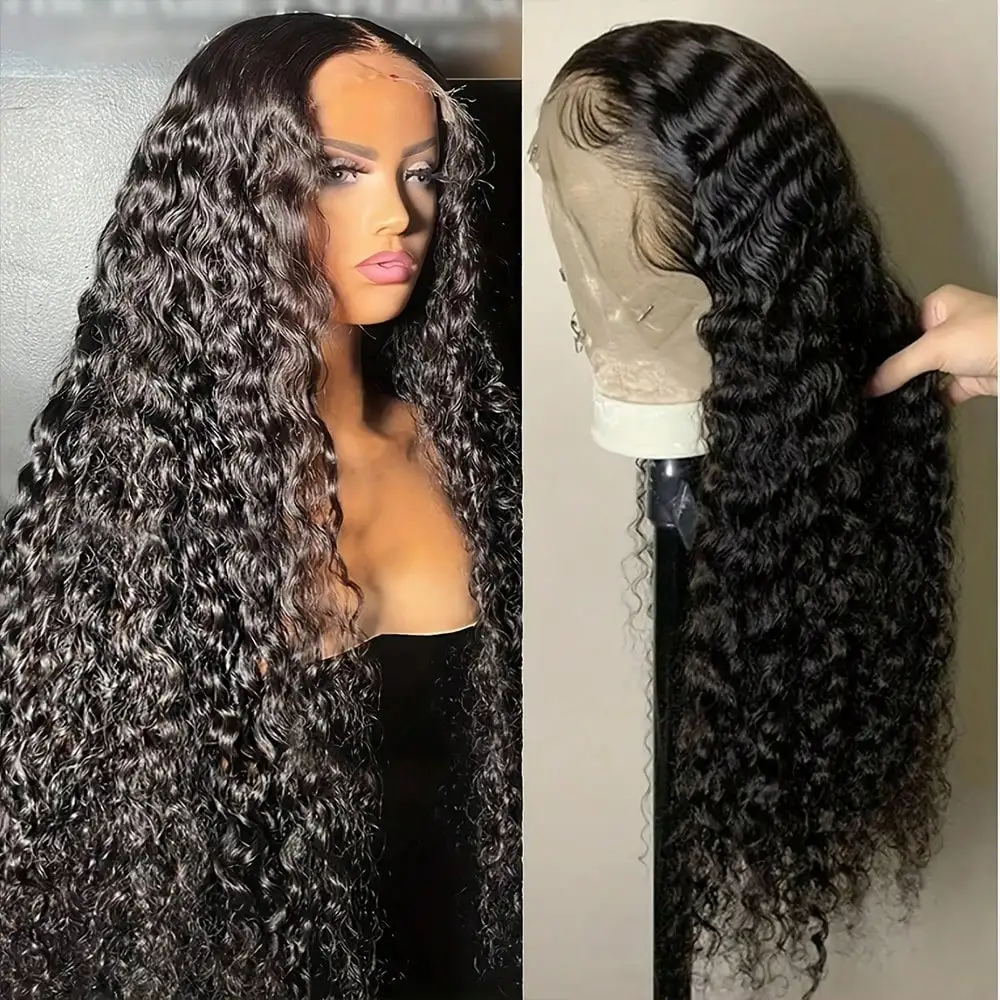 

180% Density 13x6 HD Transparent Curly Lace Front Wig Human Hair Pre Plucked Glueless Kinky Curly Lace Front Wig Human Hair Wigs Bleached Knots Wigs Designed specifically for black women