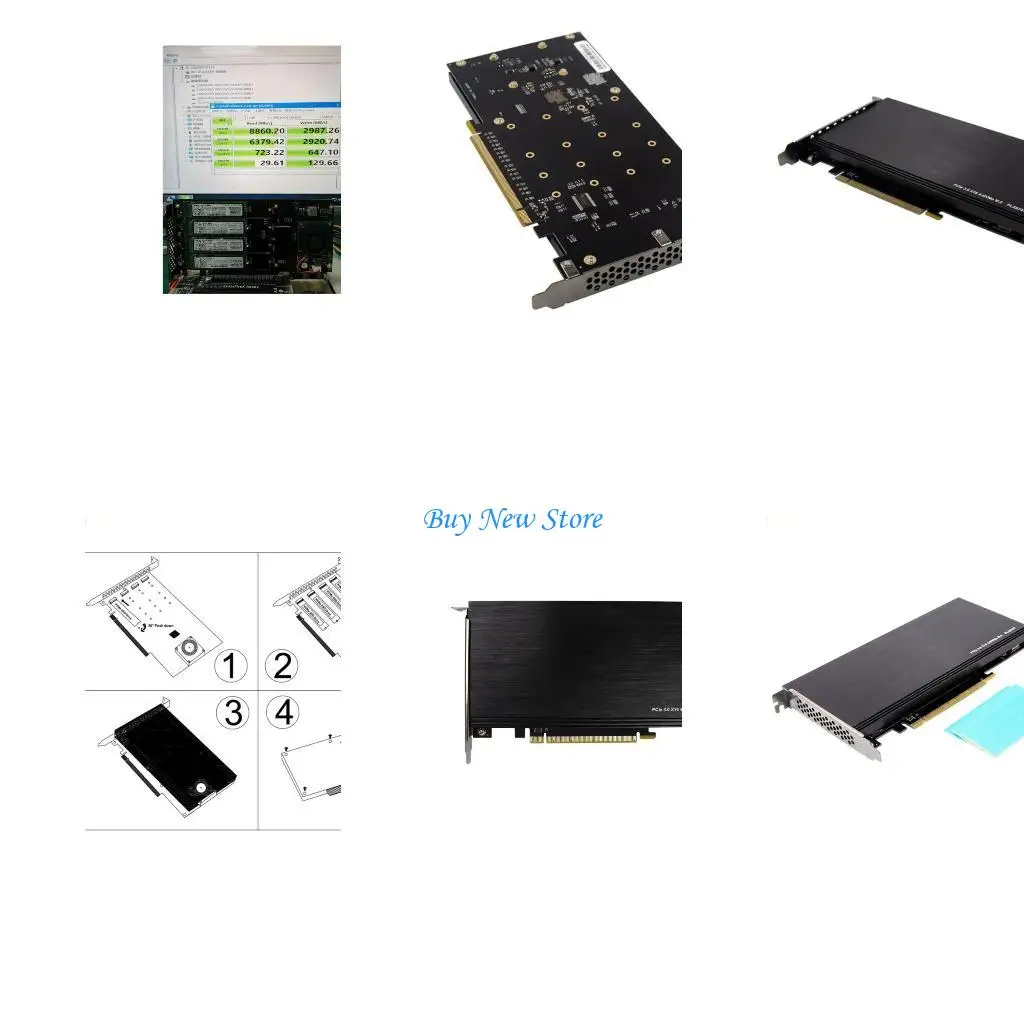 

20CE PCIe X16 to 4 Port NVMe Expansion Card PCIExpress3.0 x16 NVMe SSD Adapter Boosts Data Transfer