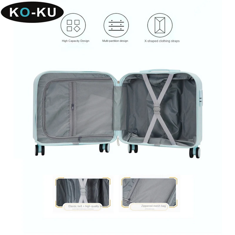 Leve Carry-on Suitcase Set, abertura frontal, roda giradora multifuncional, PC Business Trolley Case, caixa de maquiagem, 18 20\