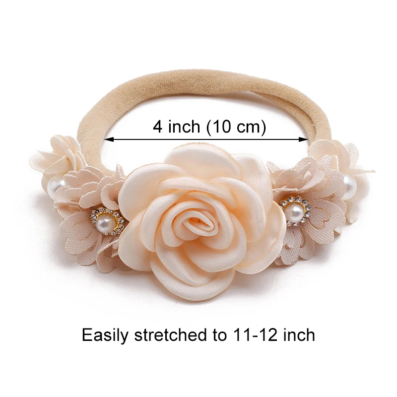 Diadema elástica de nailon para niña recién nacida, banda para el pelo de flores para niños pequeños, diademas suaves, accesorios para el cabello