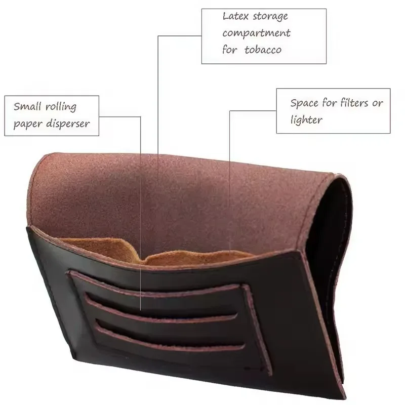 Genuine Leather Smoking Storage Bag Portable Tobacco Pouch for Grinding Tobacco Cigarettes Storage Accessories Fashion Gift Men