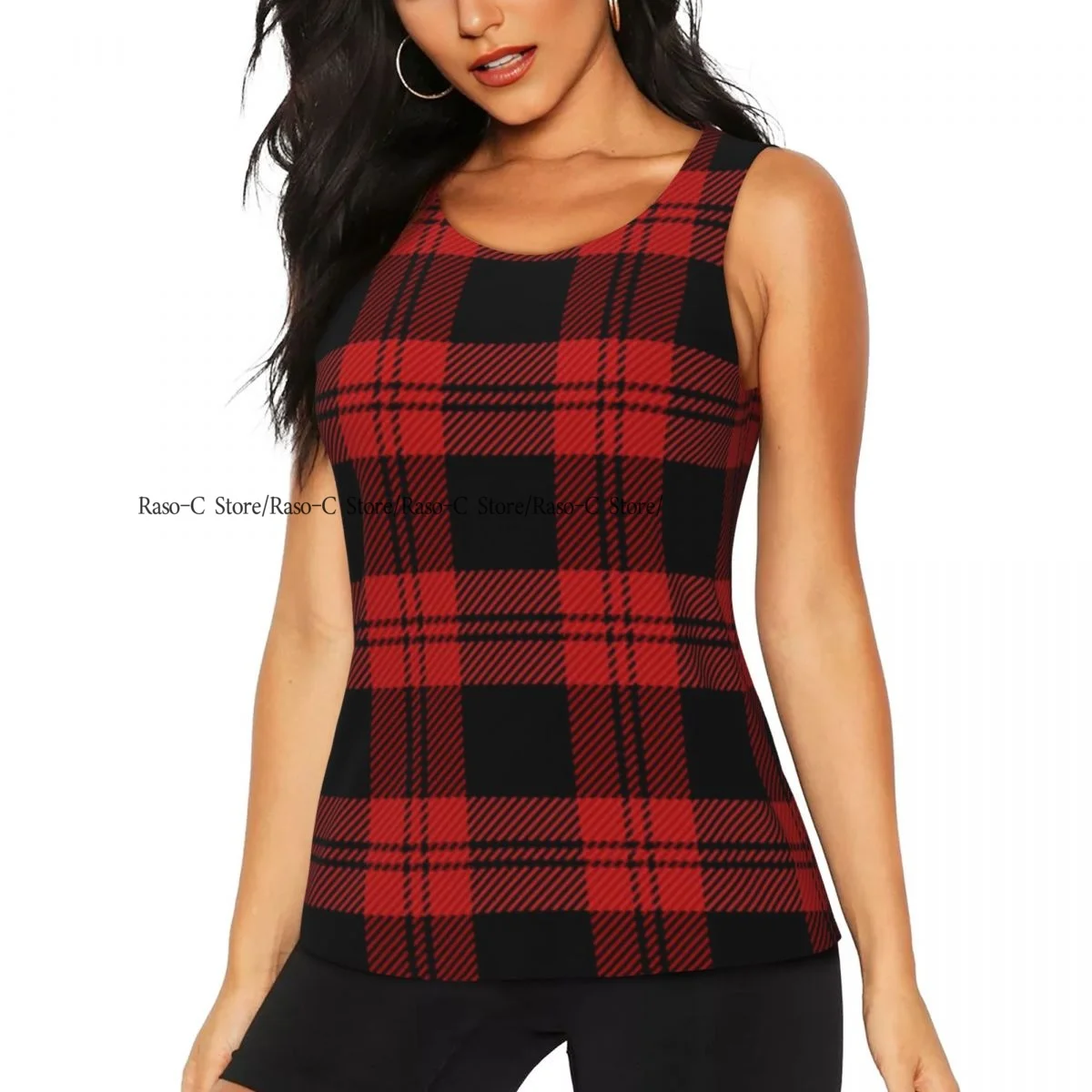 Women Sport tank Tops Loose Yoga Tops Quick Dry Workout Sport Tops Tartan Plaid Scottish Pattern Fitness Sport Yoga Shirt