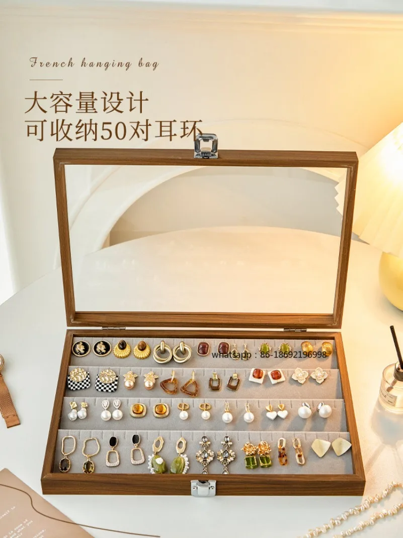 Wooden Earring Storage Box, Earrings, Special Jewelry Box, High-end Exquisite Large Capacity Earrings, Ring Bracelet Box