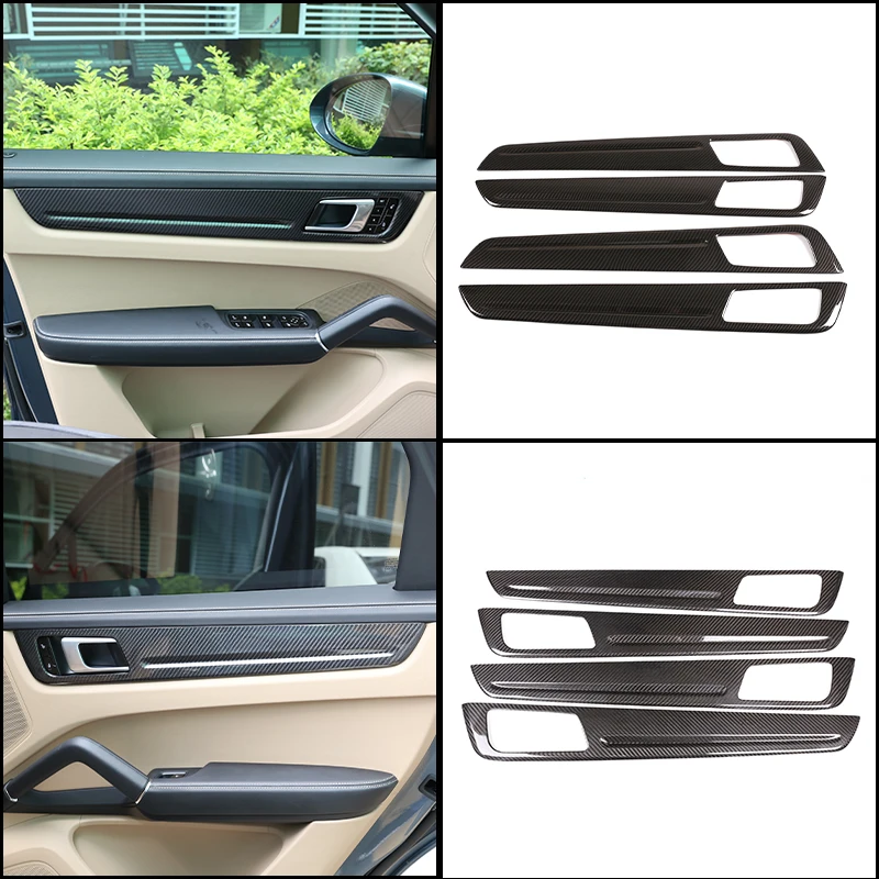 

Carbon Fiber 4 pcs Car Interior Door Panel Trim Strips Fit for Porsche Cayenne 2018 2019 2020 2021 2022 2023 Auto Accessories