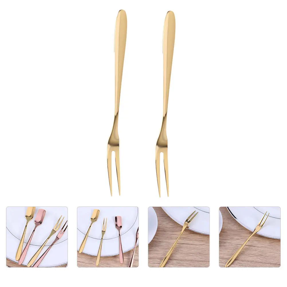 

2Pcs Fruit Fork Premium Stainless Steel Smooth Surface Easy Clean for Desserts Cakes Seafood Appetizers Home Party