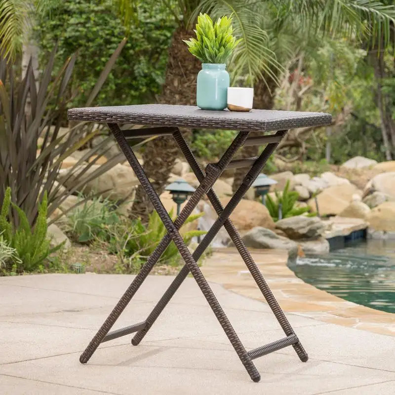 Rattan Bar Table - Stylish Outdoor Furniture for Dining and Entertaining - Perfect for Patio, Balcony, and Garden Use -