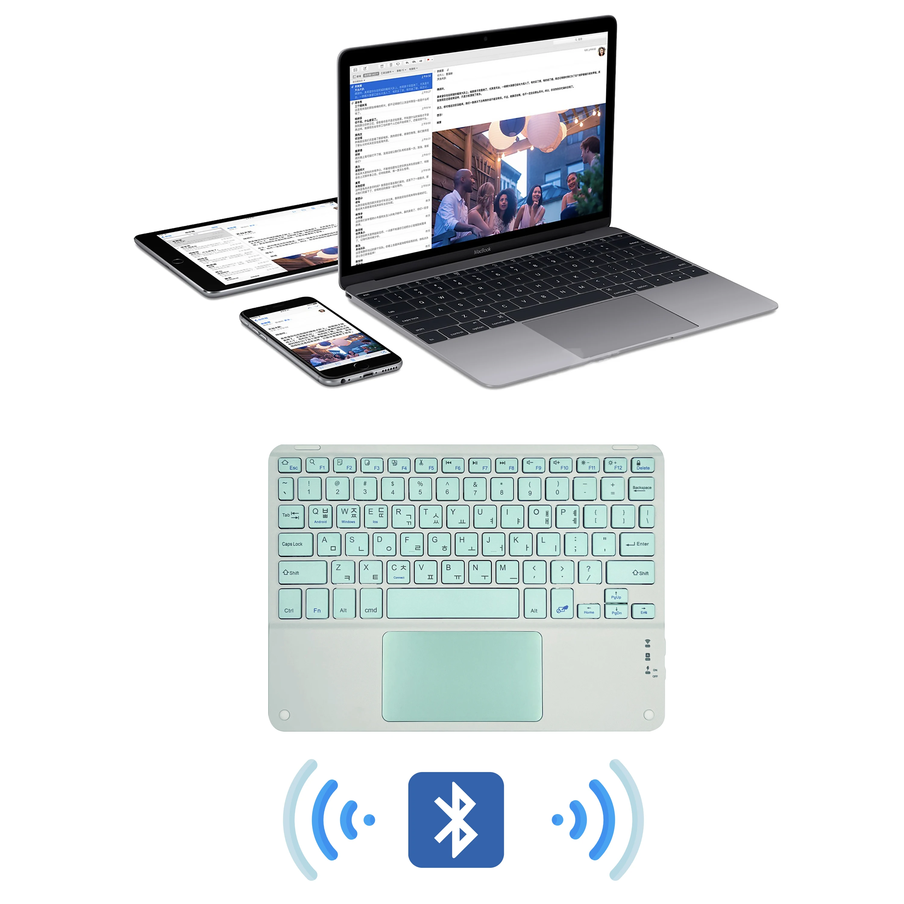 Rechargeable Bluetooth-compatible Keyboard Ultra-Slim Wireless Mouse Keyboard Set for Android Windows Tablet iPhone iPad