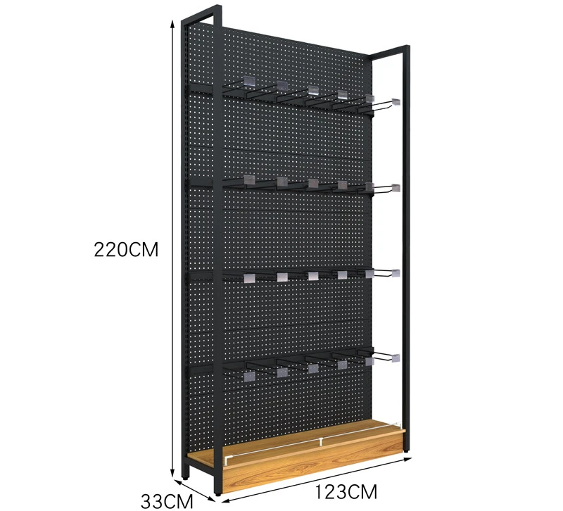 

Custom Supermarket Shelves Storage Rack Display Pegboard Black Display Rack Stand Display Racks Retail Store Black Shelf