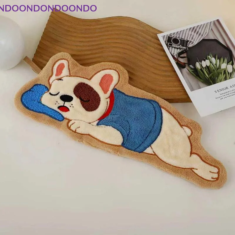 

Animal Absorbent Bathroom Hanging Towel Cute Puppy Hand Towel Quick Drying Kitchen Cleaning Rag Coral Velvet Cartoon