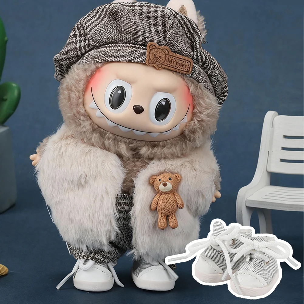 

Ladylike Style Cloak For 17cm Labubu Dolls Plastic Shoes Winter Snowboard Toys Leather Shoes Dolls Accessories DIY Doll Toys