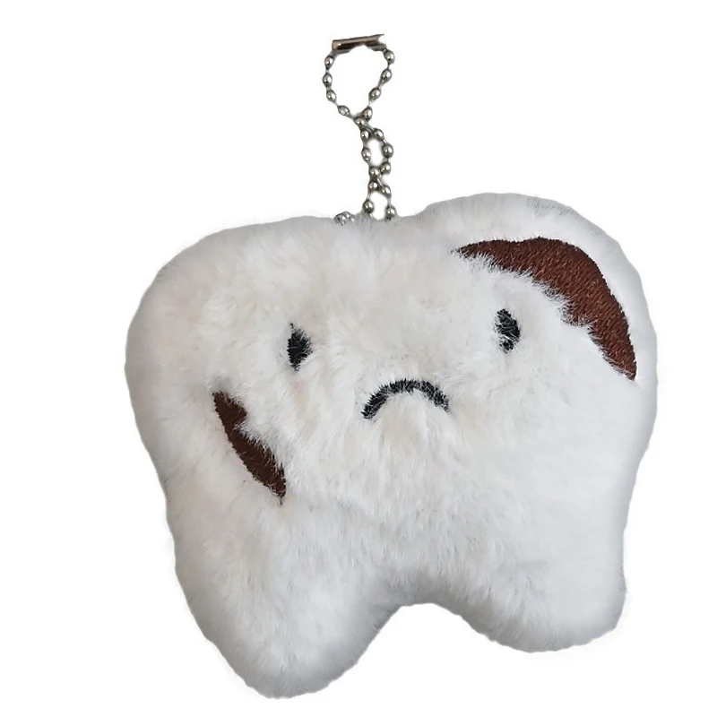 Cute Teeth Plush Toy Cartoon Wisdom Teeth Pendant Soft Stuffed Doll Keychain Car Key Ring Backpack Bag Decor