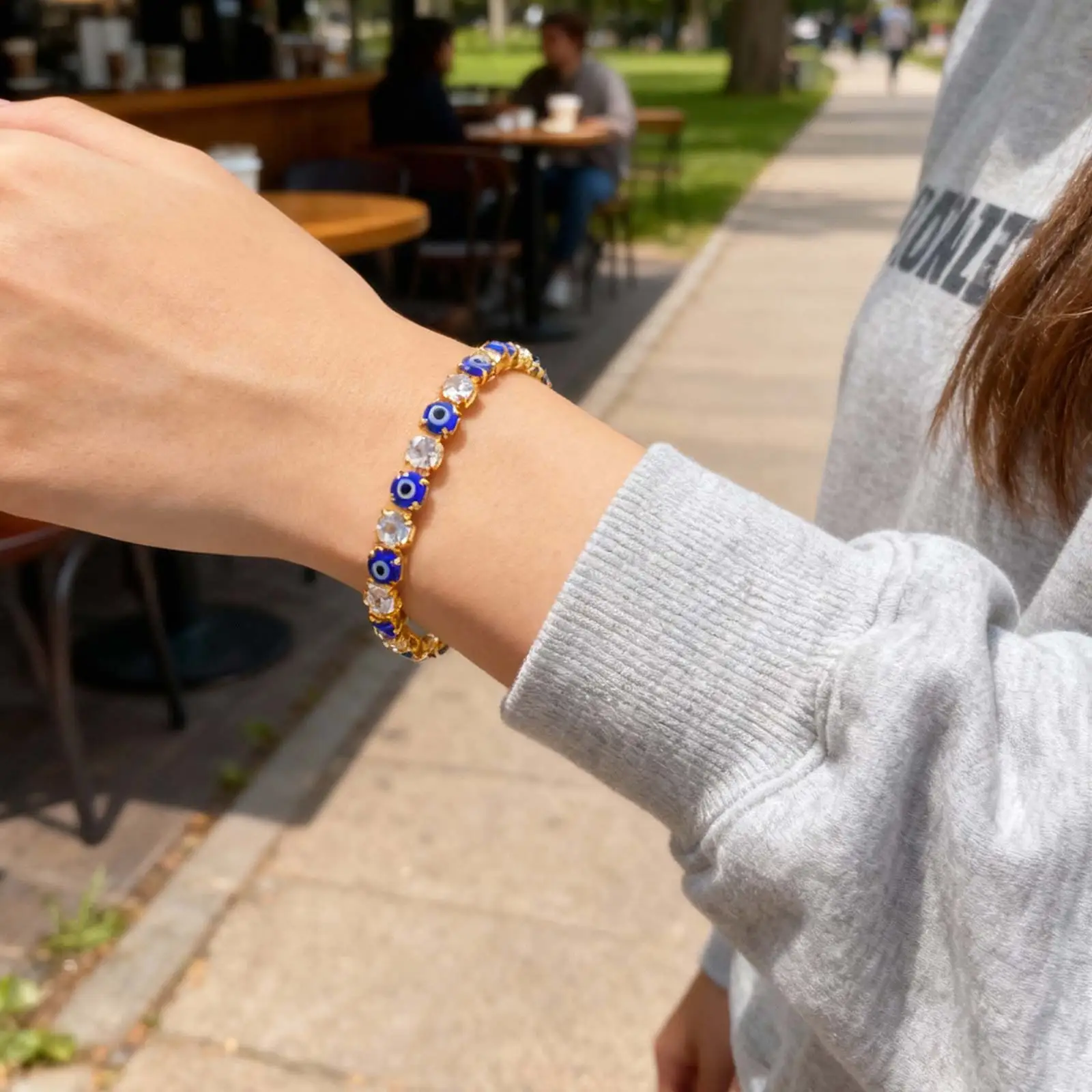 الفاخرة زركونيا سوار للتنس الهيب هوب مثلج زركون كريستال أساور للنساء الرجال الشيطان العين سلسلة سوار مجوهرات