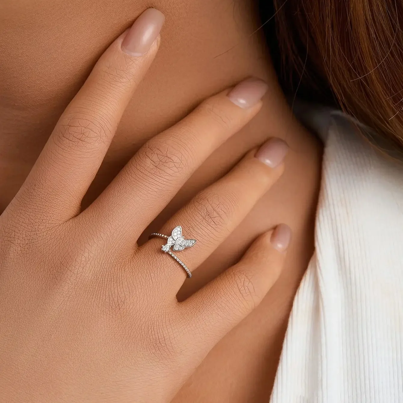 925 Sterling Silver Rings Moissanite Rings Butterfly Ring Engagement for Woman Jewelry Elegant Woman's Jewelry