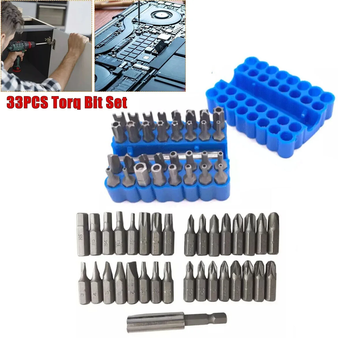 33pc Sicherheit Bit Set Manipulationssichere Torx Hex Stern Spanner Tri Flügel Schraubendreher Magnetische Halter Professionelle Hand Werkzeuge