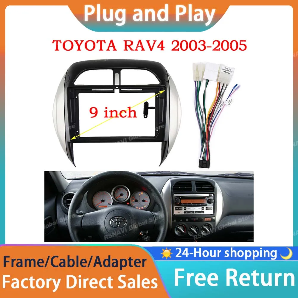 

RSNAVI 9-дюймовая автомобильная панель радиоприемника для TOYOTA RAV4 2003-2005 Комплект приборной панели Установка консоли лицевой панели Адаптерная пластина Накладка