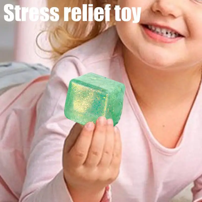Glitter Squeeze Cube Gel Stress Balls Slow Rebound Sensory Toys dla dzieci dorosłych Stress Relief Fidget Toys