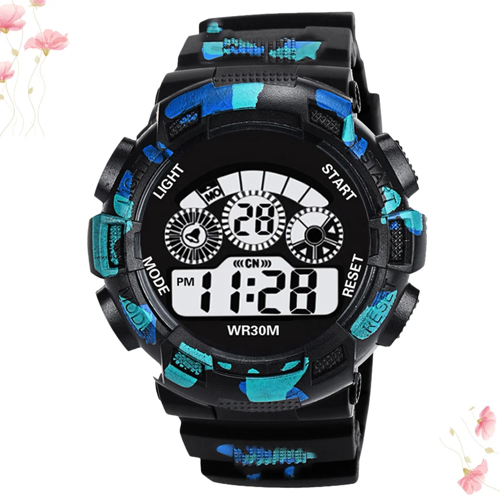 

Electronic Watch Waterproof 30M LED Light Alarm Week Date Display Camouflage Design Digital Men Sport Wristwatch