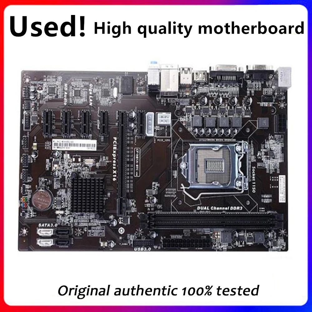 

Used 6GPU mining H81P BTC H81A-BTC ETH motherboard 6PCI-E motherboard LGA 1150 H81 BTC PRO TB85 mining motherboard