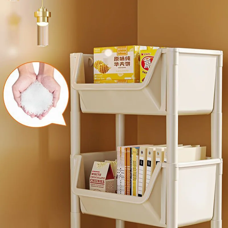 Bookcases Rack Cart Home Toy Storage Reading Shelves Children Furniture with Wheels Removable Floor Small Bookshelves