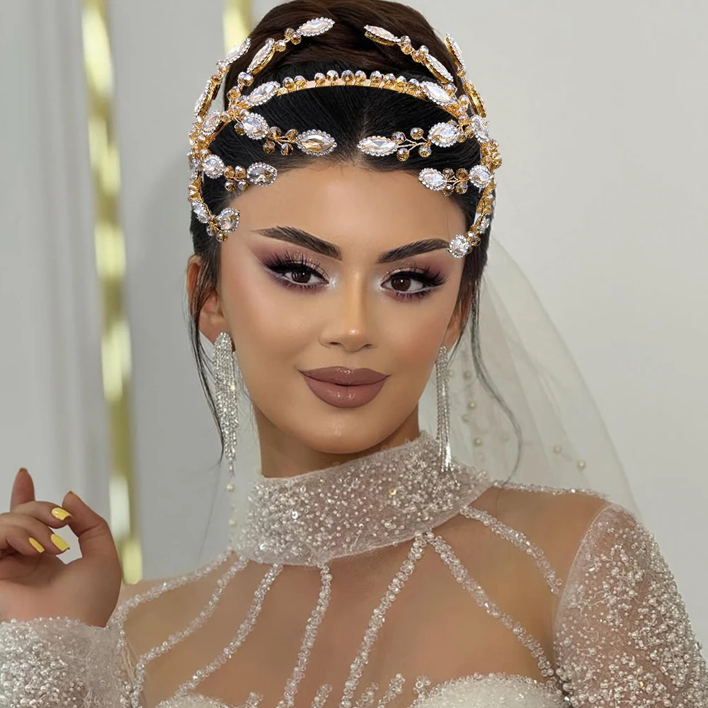 DZ280 Европа и США, свадебная повязка на голову с шампанским, популярный хрустальный свадебный головной убор, роскошный женский вечерние банкетный головной убор