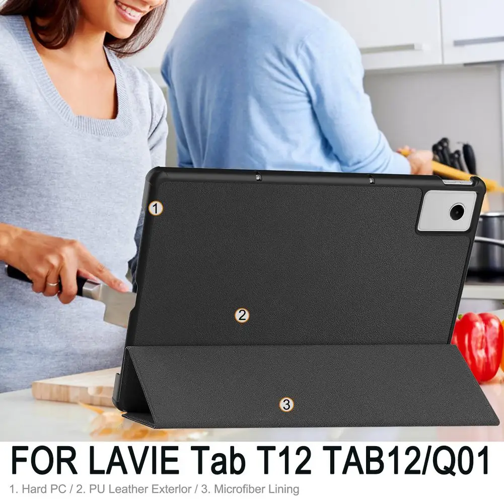 For NEC LAVIE Tab T12 (PC-TAB12Q01) T1295 Case Protection Cover Three Fold Anti Scratch Bracket Angle Adjustment Full Protection