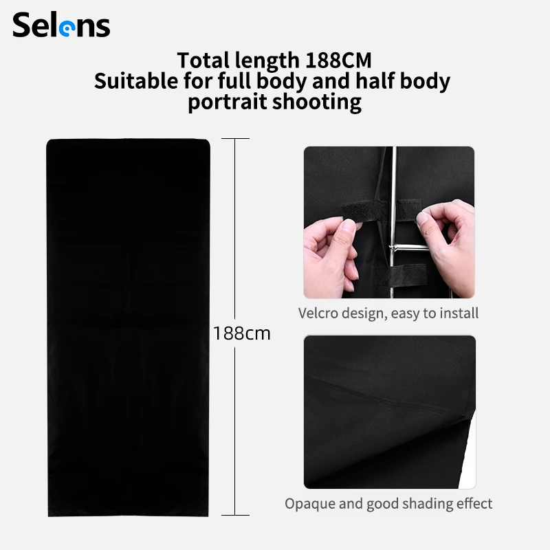 Selens 75x90 سنتيمتر الفولاذ العلم لوحة القماش الأسود ل Fotografia Acessorios للكاميرا فيديو استوديو الإضاءة عاكس القماش فقط