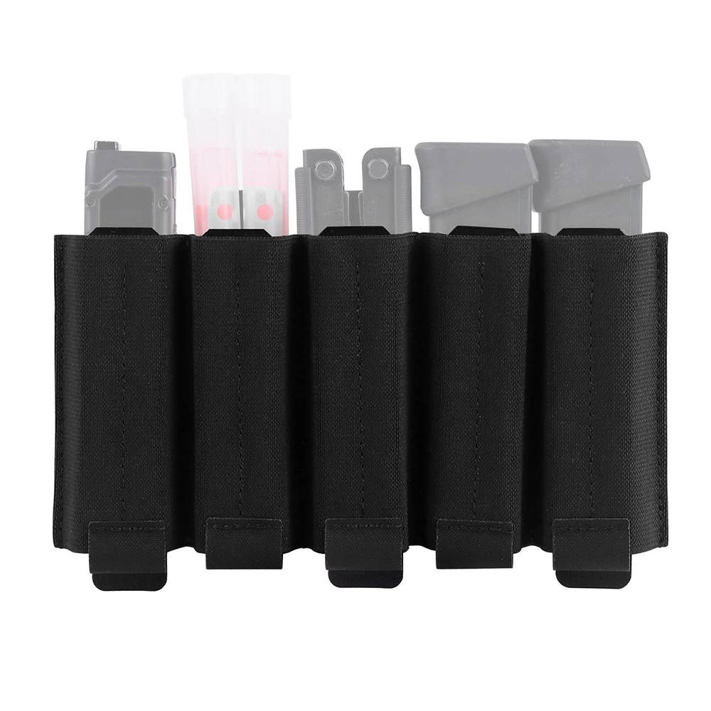 

9mm Magazine Pouch Tactical Molle Quintuplet Mag Bag Airsoft Hunting Vest Plate Carrier 2nd Layer MOLLE Pistol Magazine Pouches