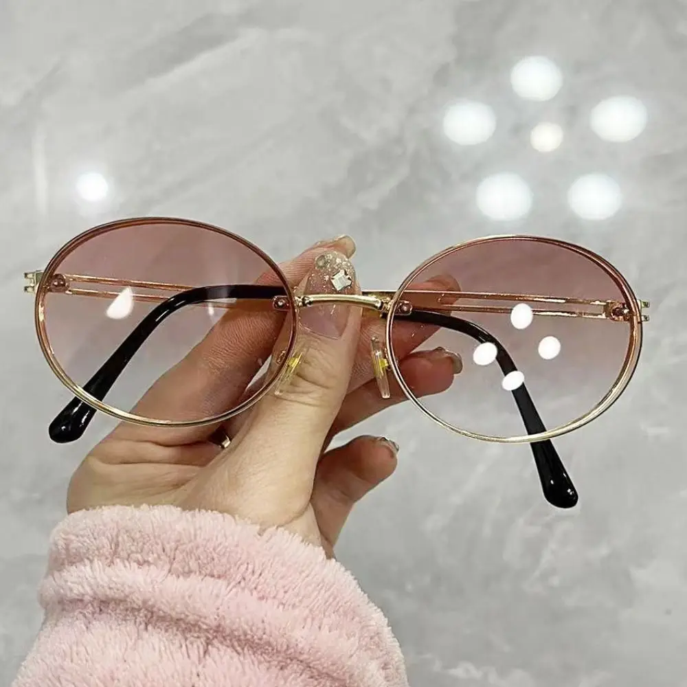 نظارات شمسية بإطار بيضاوي عتيق ، نظارات واقية للأشعة تحت البنفسجية ، ديكور خارجي ، ظلال معدنية سوداء ، نظارات قيادة