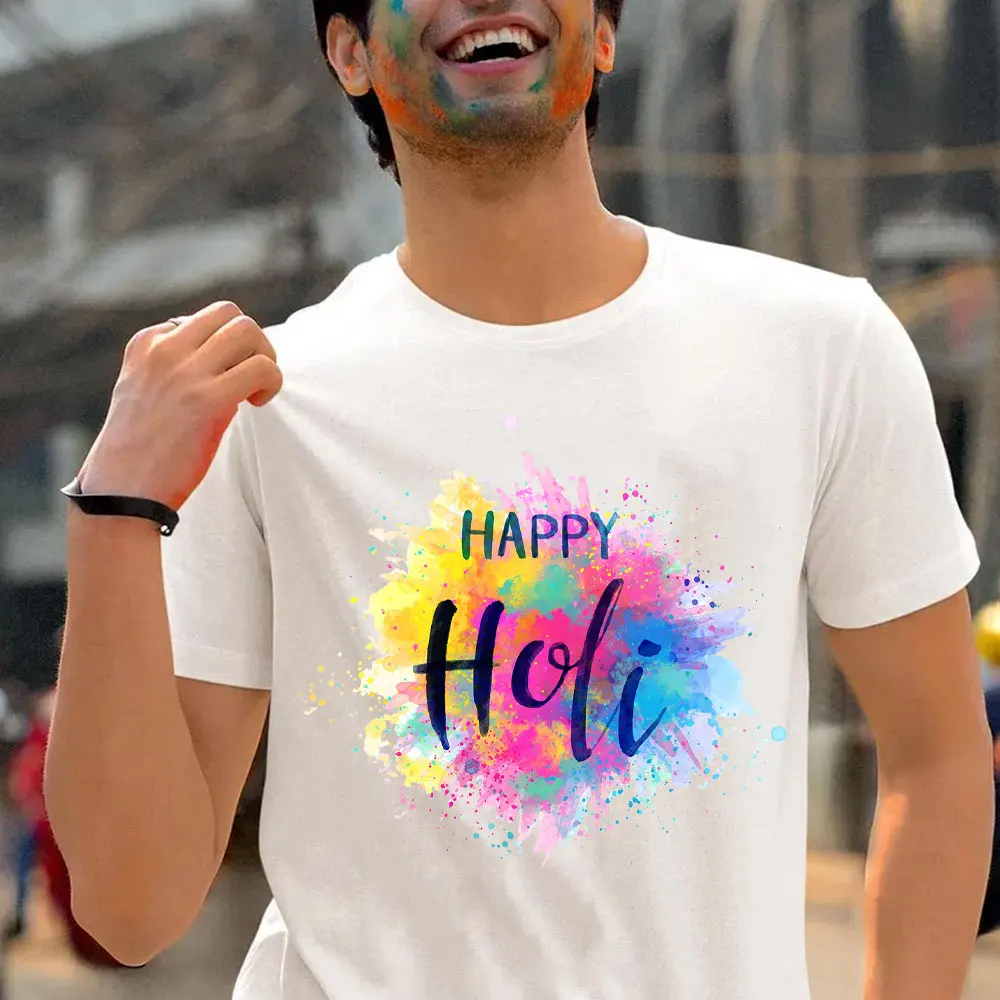 

Тематическая футболка Ibrant Holi, Новое весеннее поступление, повседневная одежда унисекс с короткими рукавами и художественным узором для взрослых и подростков ‌