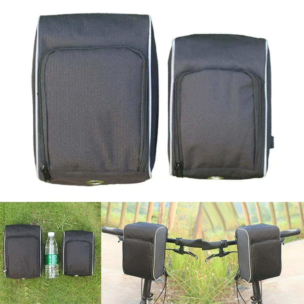 Bike Handlebar Bag Basket Battery Storage Bag Oxford Cloth With Reflective Strips Electric Bike Replacement Parts