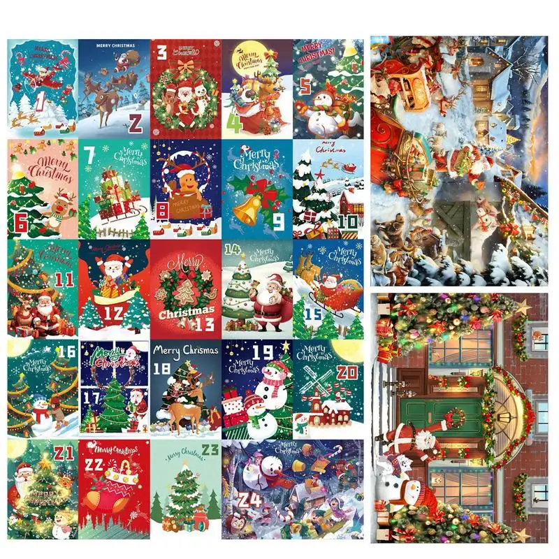 

Christmas Puzzle 1008 Pieces Portable Christmas Jigsaw Puzzles Christmas Wall Picture Decor Kids Christmas Calendar Puzzle For