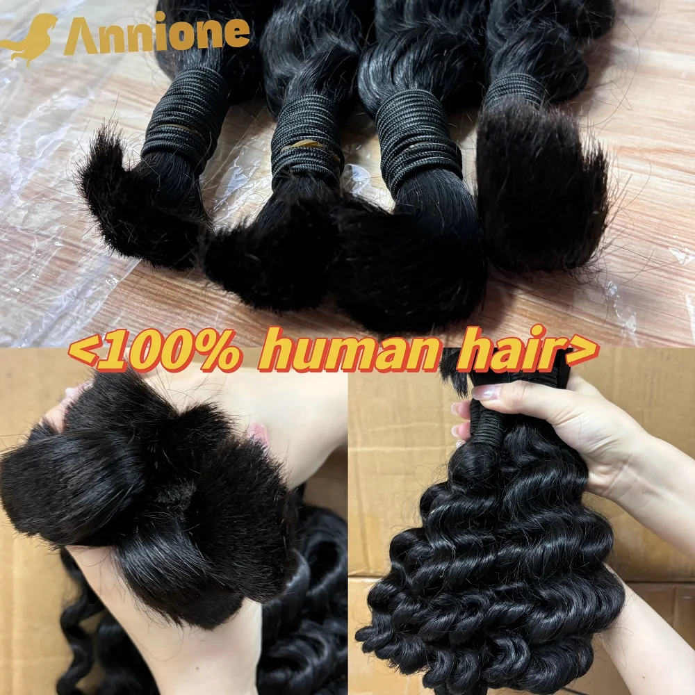 Rambut manusia gelombang dalam keriting rambut besar untuk mengepang 100% bundel rambut manusia Brasil tanpa sambungan sambungan untuk kepang Boho Malaysia