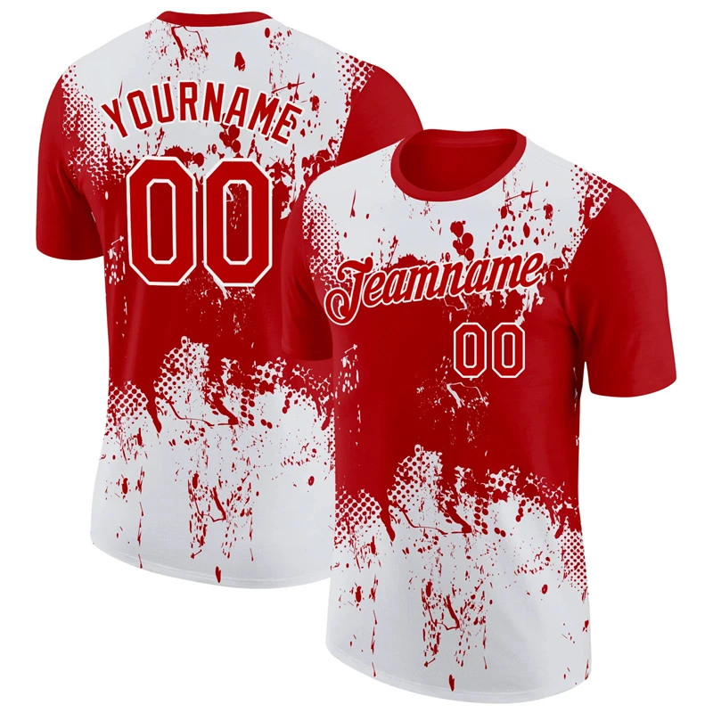 Custom Name Number 3D Colour Block Pattern T Shirt New Design Pop Men Football Short Sleeve Tops Quick Drying Unisex Custom Tees