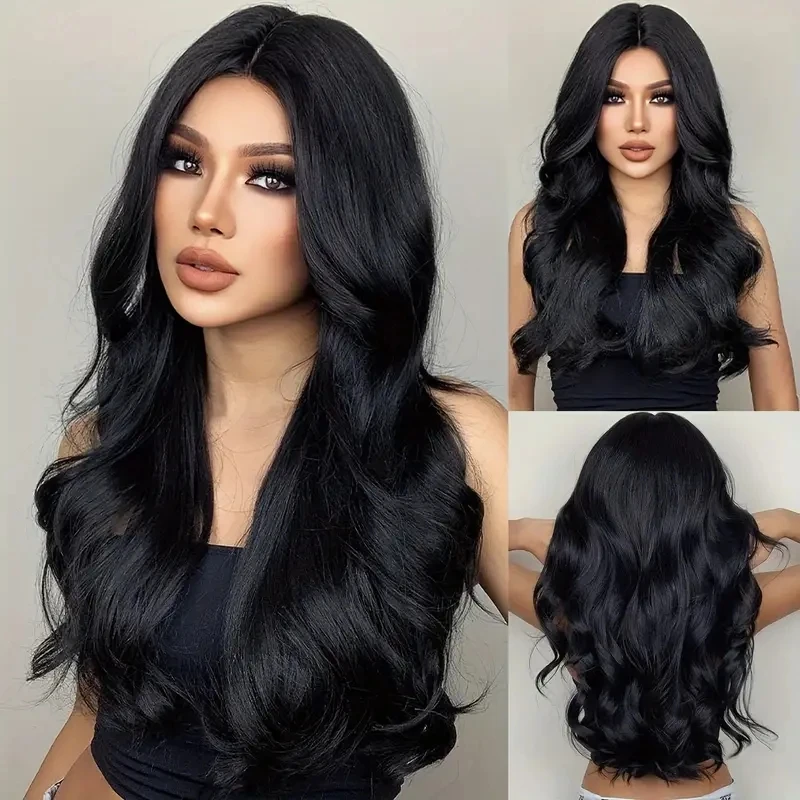 26 Inch Long Body Wave Synthetic Hair Wigs For Women Girls For Daily Party Cosplay Use Synthetic Rose Net Wigs