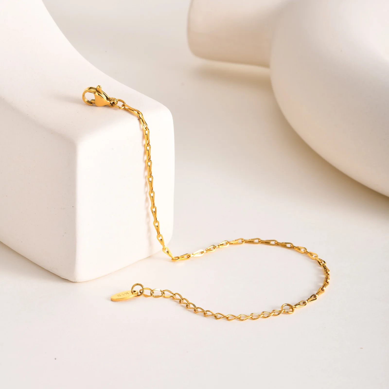 Stainless Steel Bracelet Gold Plated, 2mm Link Stackable Jewlrty for Women Tarnish-resistant image 2