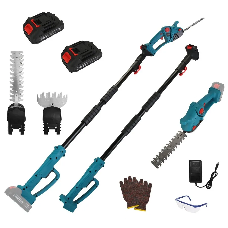 

Pole Mini Hedge Trimmer Grass Shear Electric Cordless Handheld Hedge Trimmer with 90 Rotatable Telescopic Extension Pole Glove
