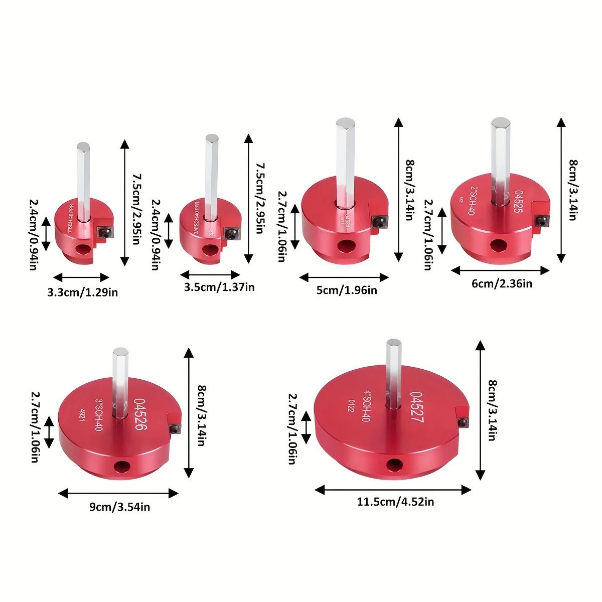 1 Set PVC Pipe Reamer Set, Plastic Pipe Fitting Reamer Kit, PVC Reamer Kit Contains 1\'\', 1.25\'\',1.5\'\', 2\'\', 3\