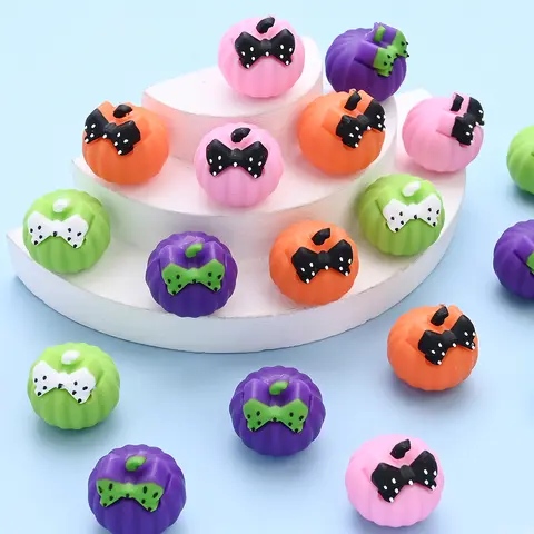 4Pcs Colorful Pumpkin Plant Focus Beads Teether Beads For DIY Food Grade Pacifier Chain Bracelet Making Jewelry Accessories Bead