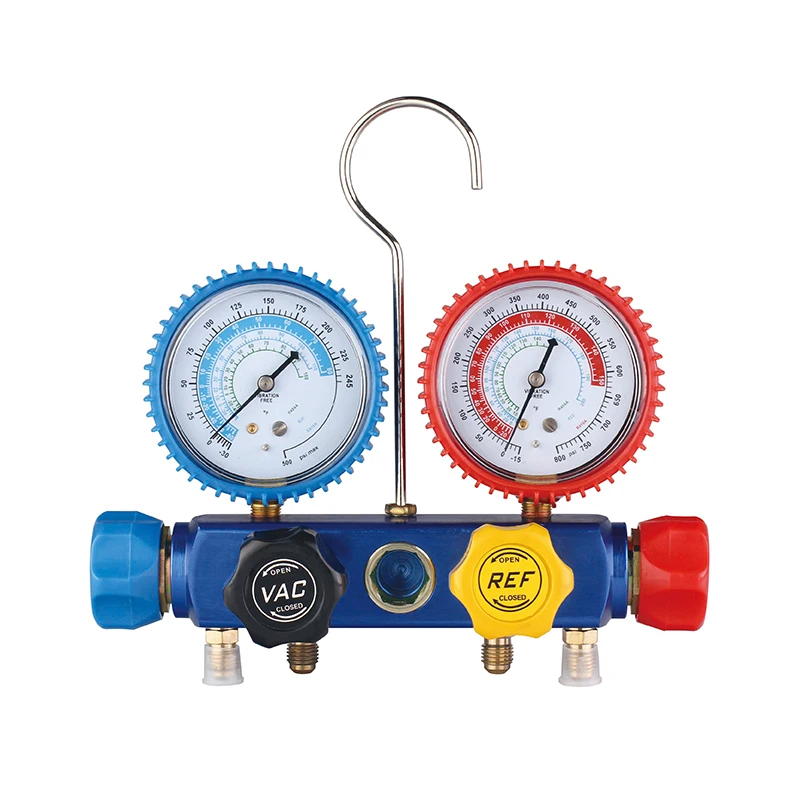 R410A 4 Ways Manifold Gauge R404A,R134A,R22 Manifold Gauge Set Aluminium Valve