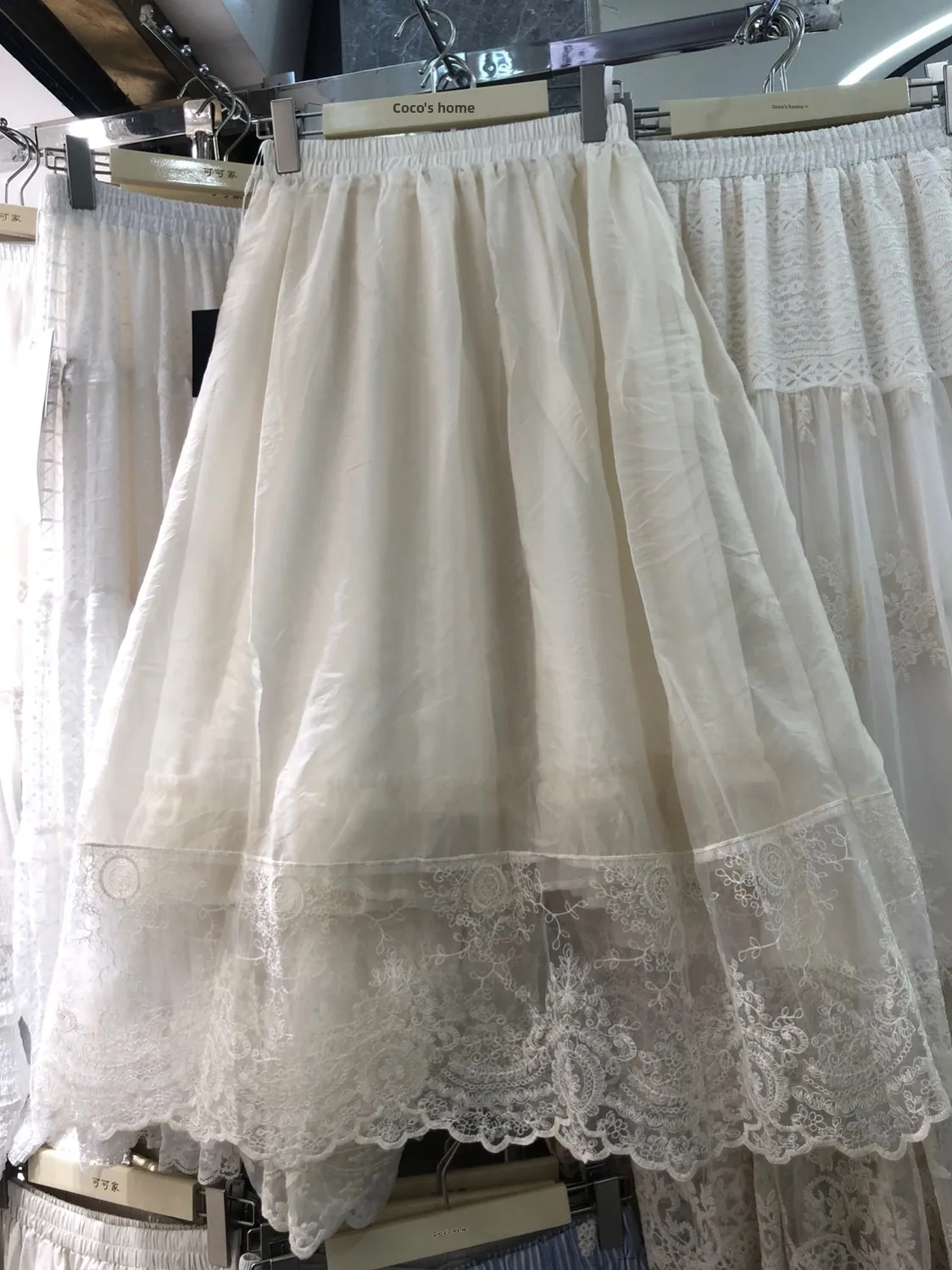 

Женская юбка А-силуэта с кружевной вышивкой Ele, весна 2026, новая коллекция, изысканная, с сетчатыми вставками, модная