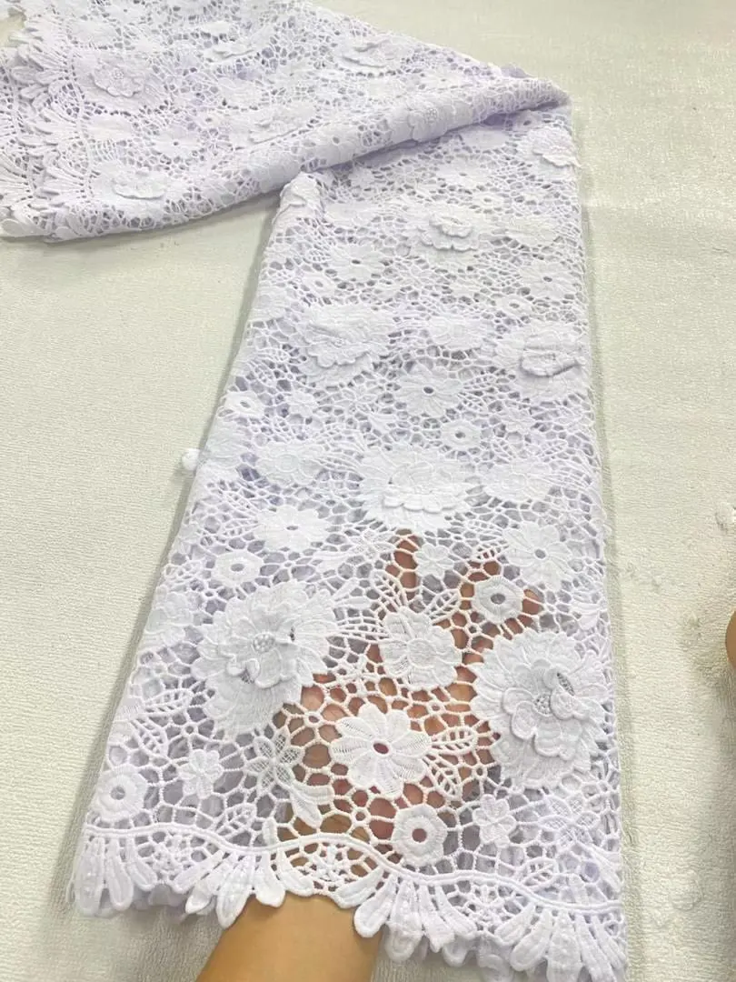 قماش دانتيل أفريقي، مواد أقمشة قطنية 100% للملابس، بالمتر، تطريز، 2025، فساتين الحفلات، تول، 5 ياردات