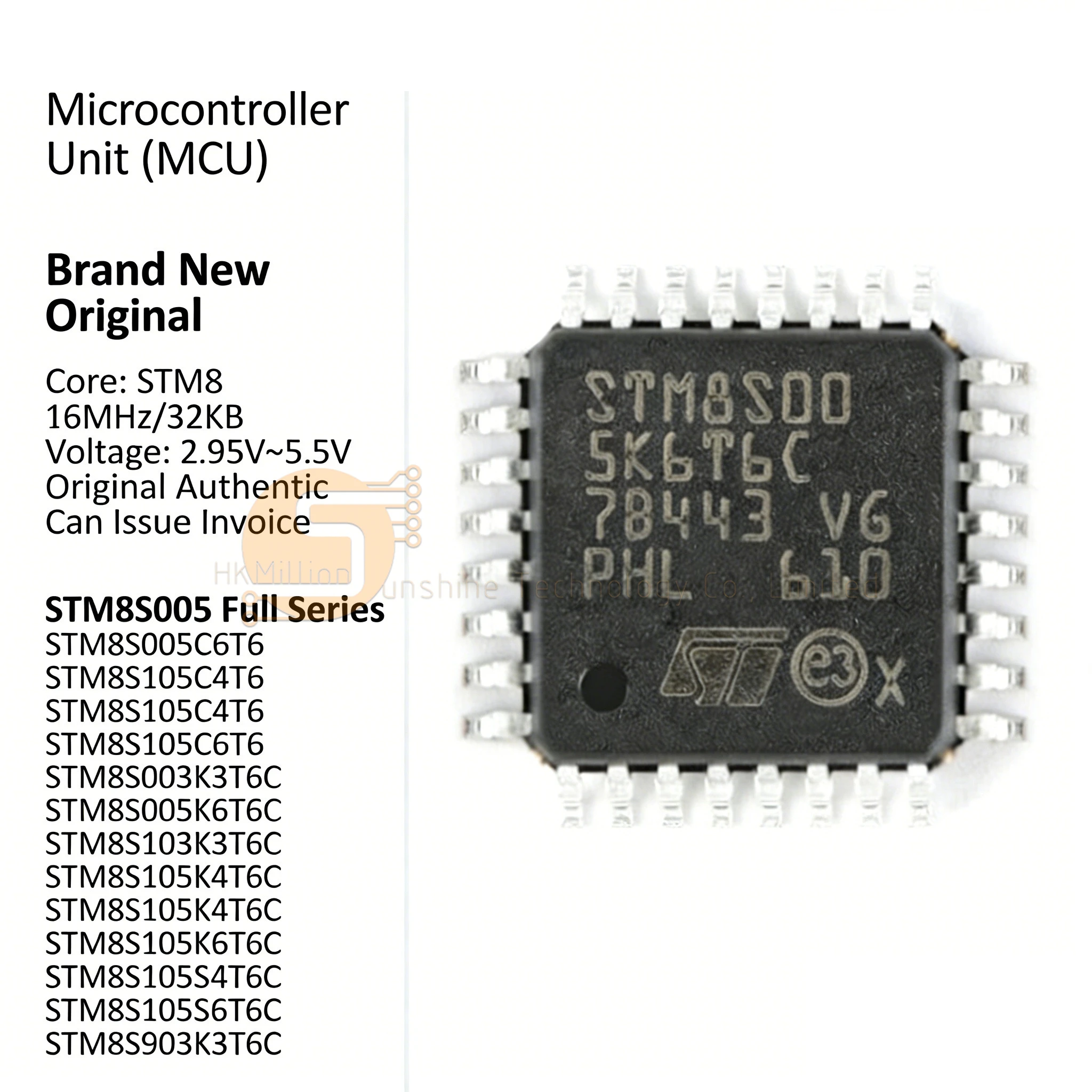 10pcs STM8S105S6T6C STM8S105S4T6C STM8S105K6T6C STM8S105K4T6 LQFP MCU 8-Bit Microcontroller IC