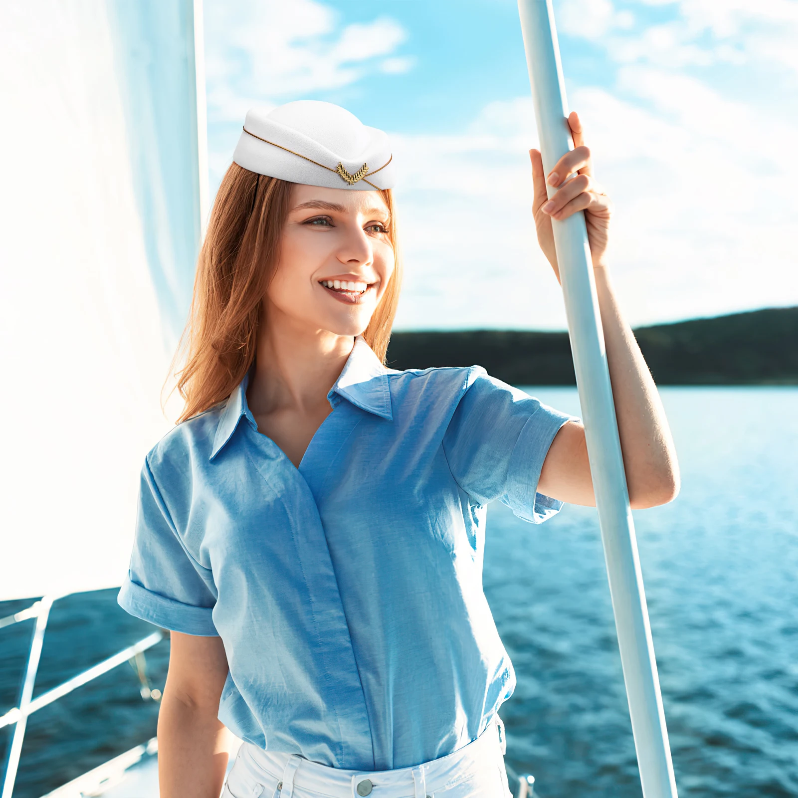 

Шляпа стюардессы для женщин, аксессуар для костюма, декоративная шляпа для косплея, вечеринок и выступлений