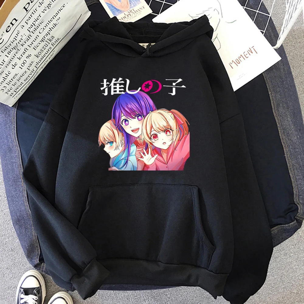 Manga feminina Oshi Sem Ko Ai HOSHINO Hoodies, desenhos animados roupas estampadas, streetwear Harajuku, manga comprida, moletom Hip Hop, pulôveres Y2K