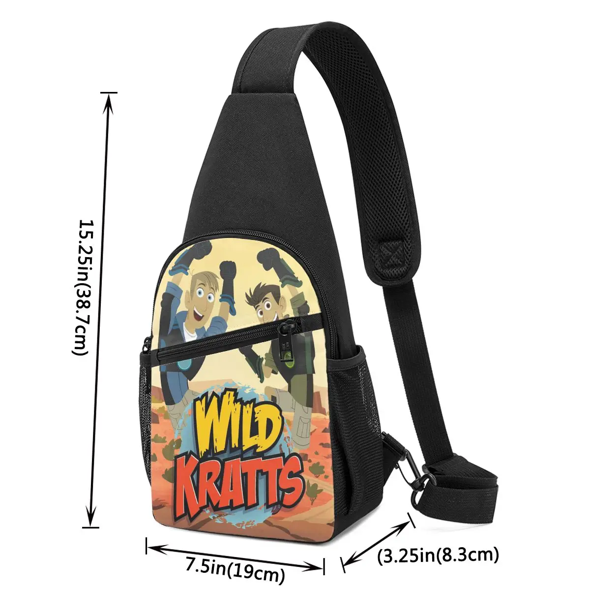 Pattern Logo Wild Kratts Chest Bag Men Sling Crossbody Backpack Chest Bag Traveling Hiking Daypack Shoulder Bag