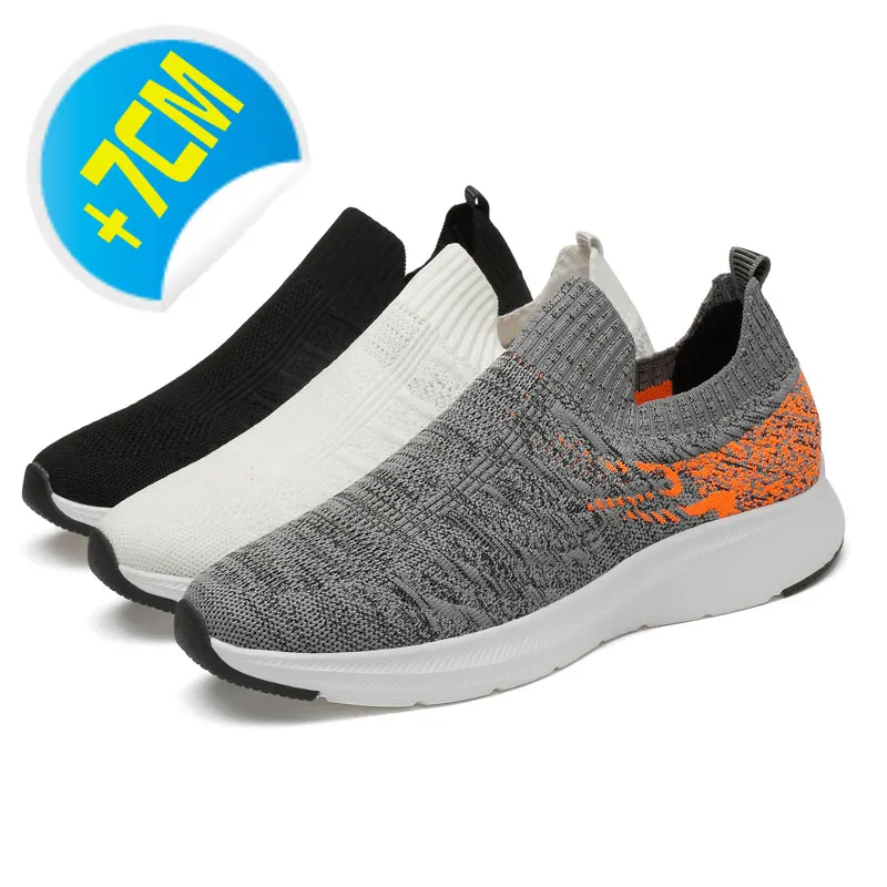 tennis Lift Man Sneakers Summer Elevator Shoes Height Increase Shoes for Men Mesh Light Breathable 7CM Slip-on Casual