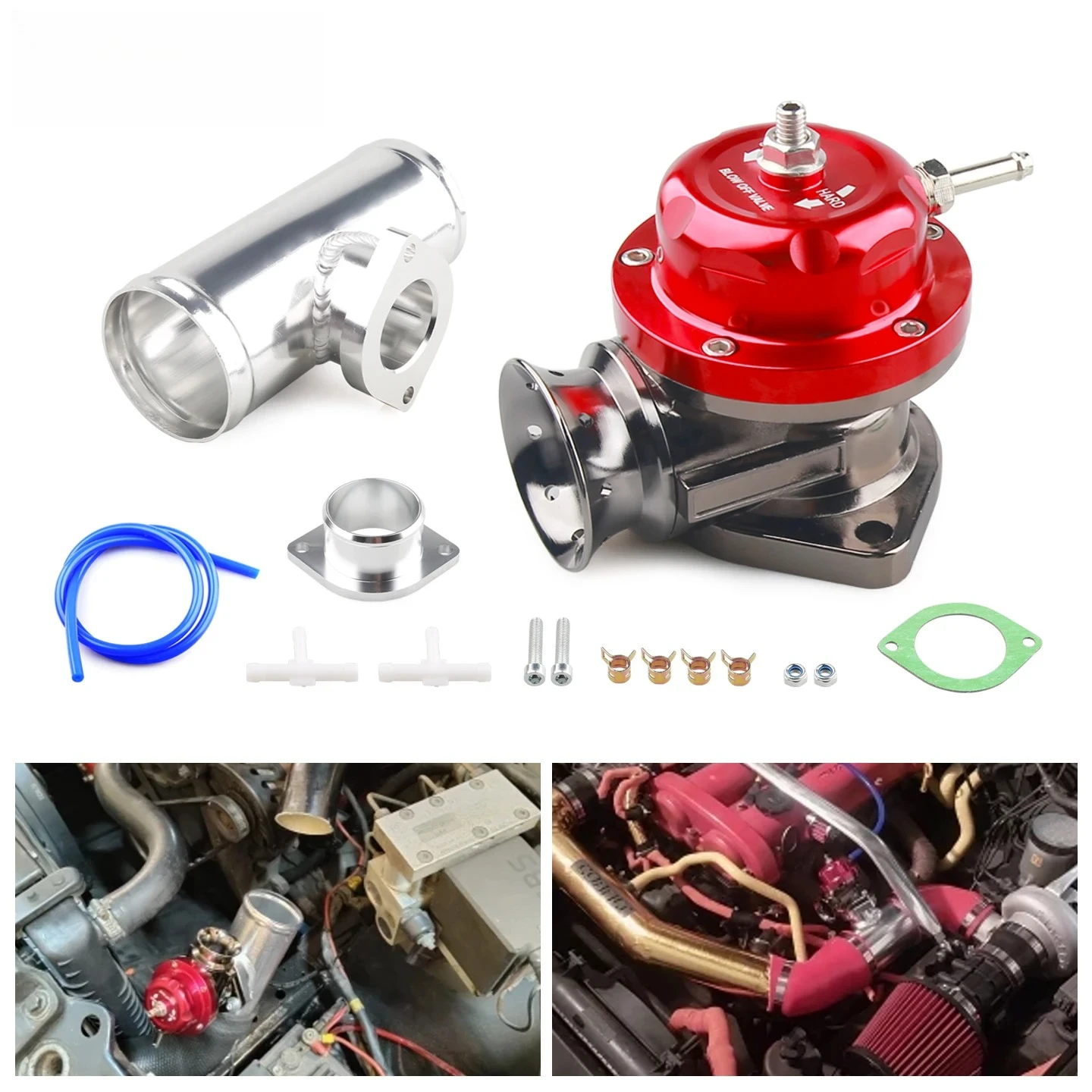 

With 63mm Flange Pipe Type-RS Turbo Blow Off Valve Adjustable 25psi BOV for GD-RS FV RZ Blow Off Valve Adapter L=150mm