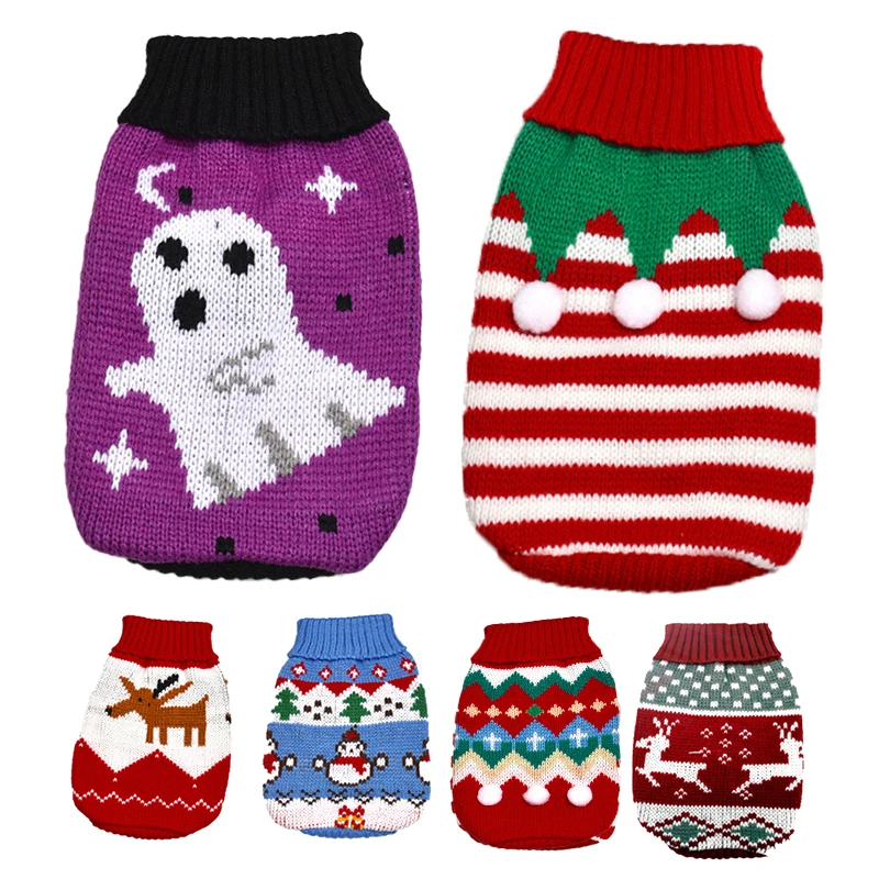 Dogs Sweater Winter Knitted Dog Jumpers For Small Large Dogs Designer Cat Chihuahua Warm Clothes For Small Breeds Dogs Christmas