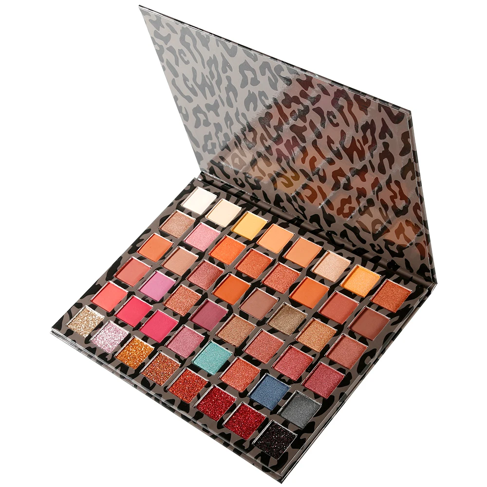 

Private Label Leopard Eyeshadow Palette Custom Bulk 48 Colors Waterproof Matte Glitter Shimmering Pigment Eye Makeup Wild Beauty