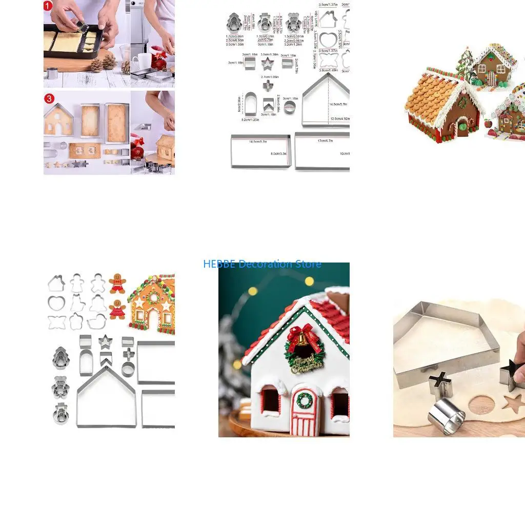 B0KC Stainless Steel Christmas Theme Cookie Cutters Set Gingerbreads Biscuit Moulds